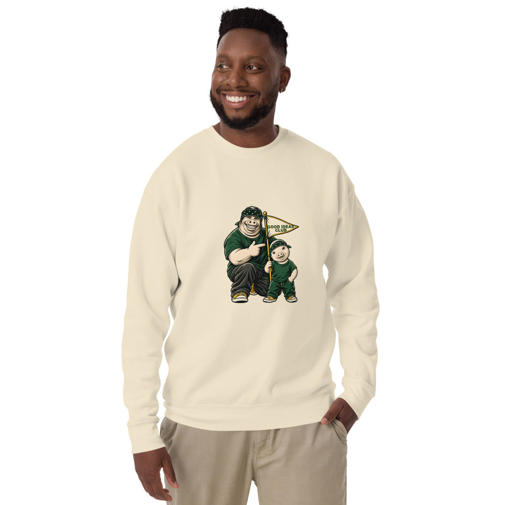 Good Ideas Club — Pig & Wiglet Crewneck in Bone, worn by a model
