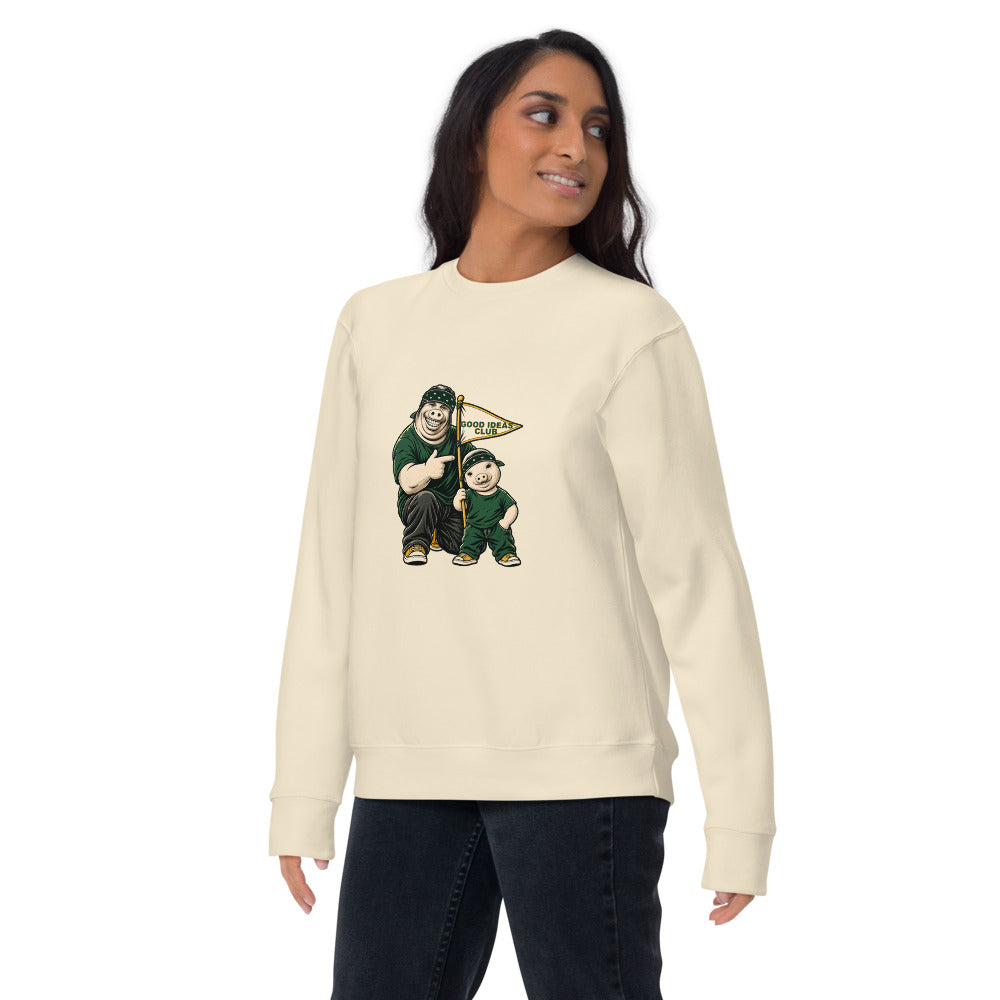 Good Ideas Club — Pig & Wiglet Crewneck in Bone, worn by a model