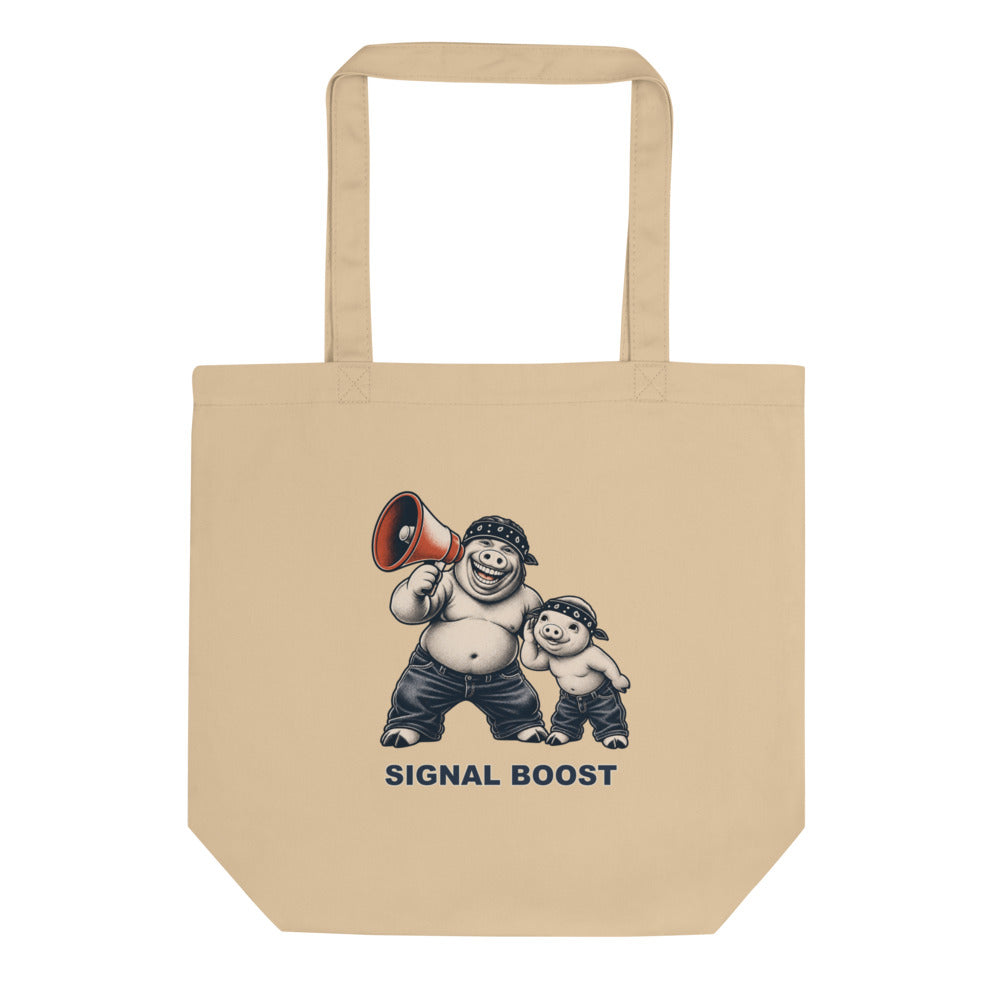 Signal Boost — Pig & Wiglet Organic Cotton Tote in Oyster, front view