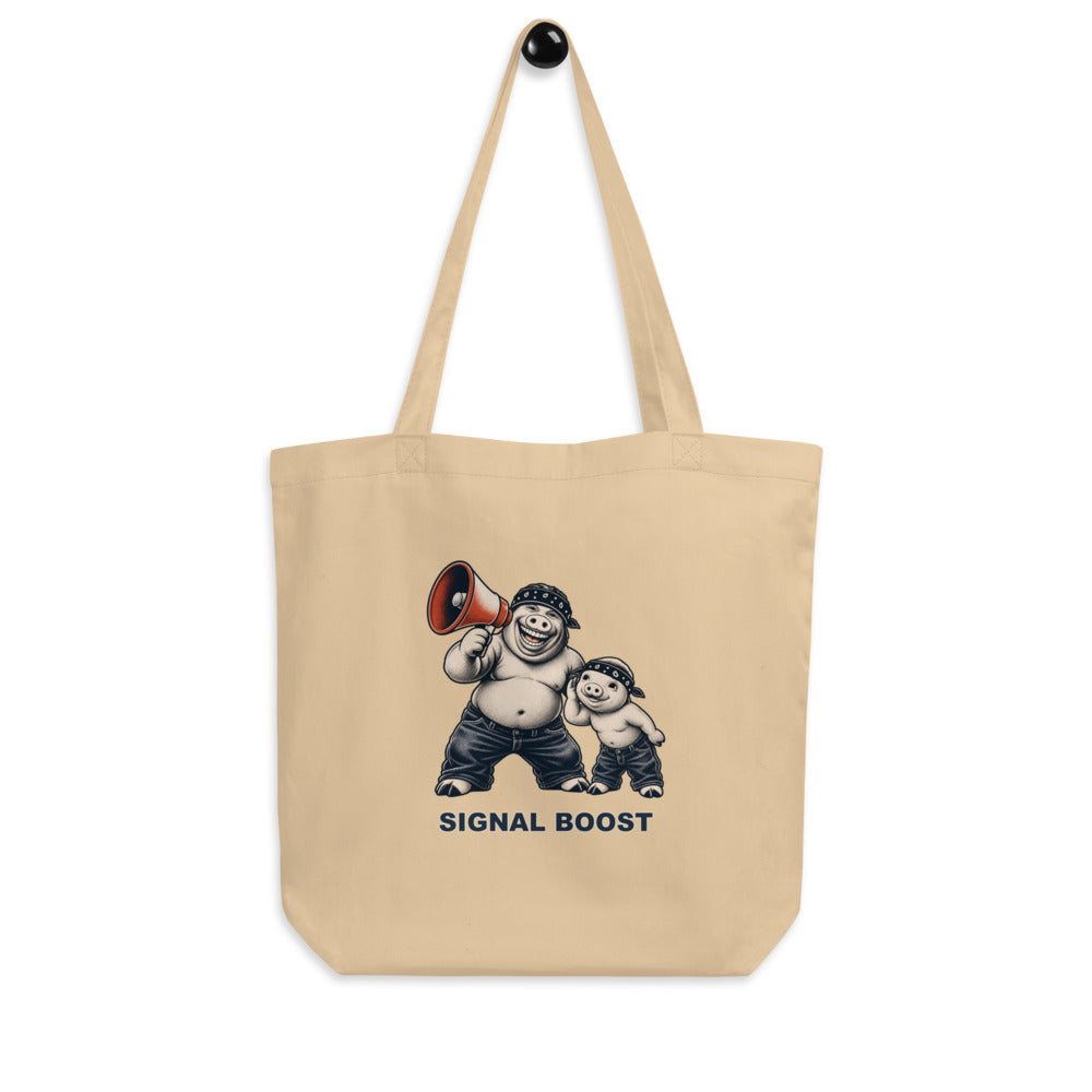 Signal Boost — Pig & Wiglet Organic Cotton Tote in Oyster, on a hanger