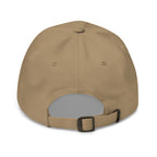 Cherry Fuse cap — Khaki — back and adjustable strap; no added back design embroidery; Yupoong 6245CM cotton twill; supplier digital mockup.
