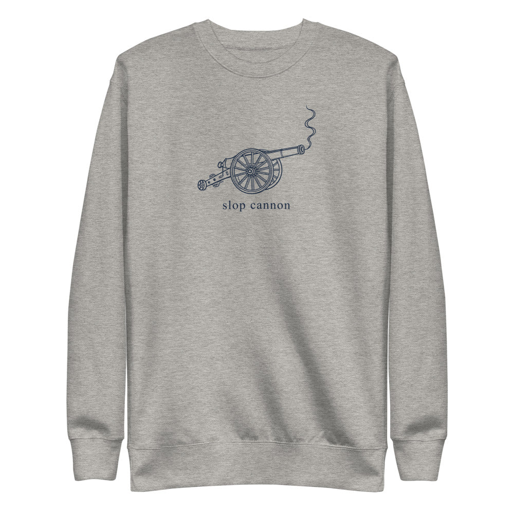 Smoke Signal crewneck — Carbon Grey — full front with approved artwork; Cotton Heritage M2480 crewneck Carbon Grey; supplier digital mockup.