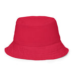 Slop Cannon Reversible Bucket Hat — C1 Cannon Boyz - Cherry Red — reversed side, plain matching printed color; Printful catalog654, 100% polyester; supplier digital mockup.