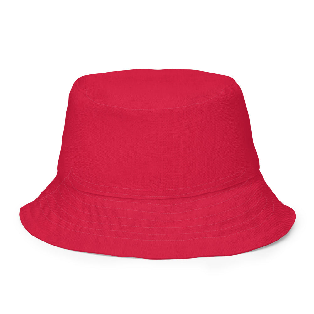 Slop Cannon Reversible Bucket Hat — C1 Cannon Boyz - Cherry Red — clean outside back in matching plain printed color; Printful catalog654, 100% polyester; supplier digital mockup.