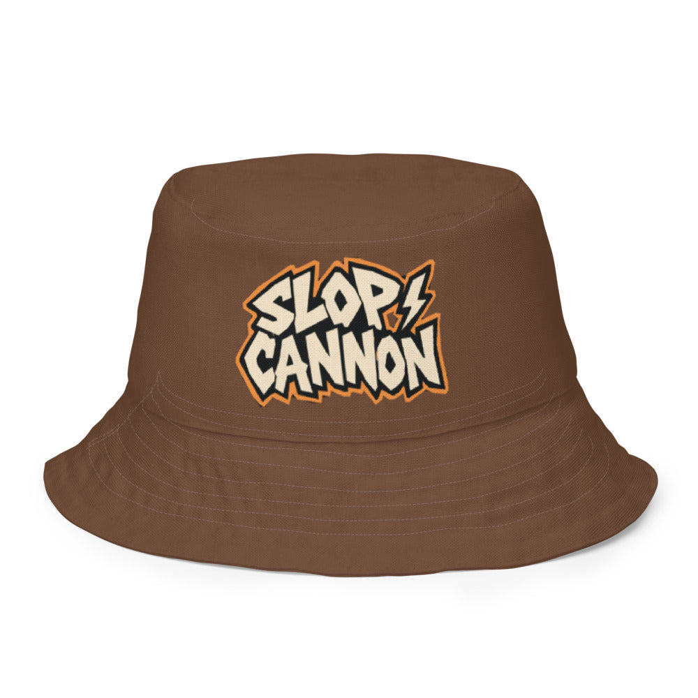 Slop Cannon Reversible Bucket Hat — C8 Graffiti - Chocolate Brown — clean outside front with approved graphic; Printful catalog654, 100% polyester; supplier digital mockup.