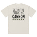 Heavy Block tee — Cream — full front with approved artwork; AS Colour 5082 Faded Bone; supplier digital mockup.