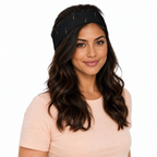 Slop Cannon Loaded Headband — Black — adult woman HA-F01, model-worn catalogue view; digital catalogue composite; headband only; clothing excluded.