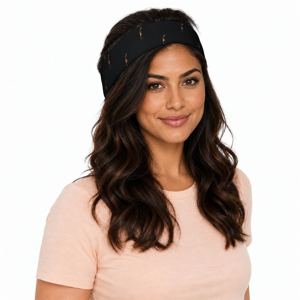 Slop Cannon Loaded Headband — Black — adult woman HA-F01, model-worn catalogue view; digital catalogue composite; headband only; clothing excluded.