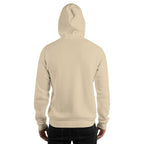 Wiglet Slop Script Hoodie — Sand / Black — adult model plain back, hood up; actual Gildan 18500; supplier digital mockup, hoodie only.