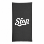 Slop Script Neck Gaiter in Charcoal, front view