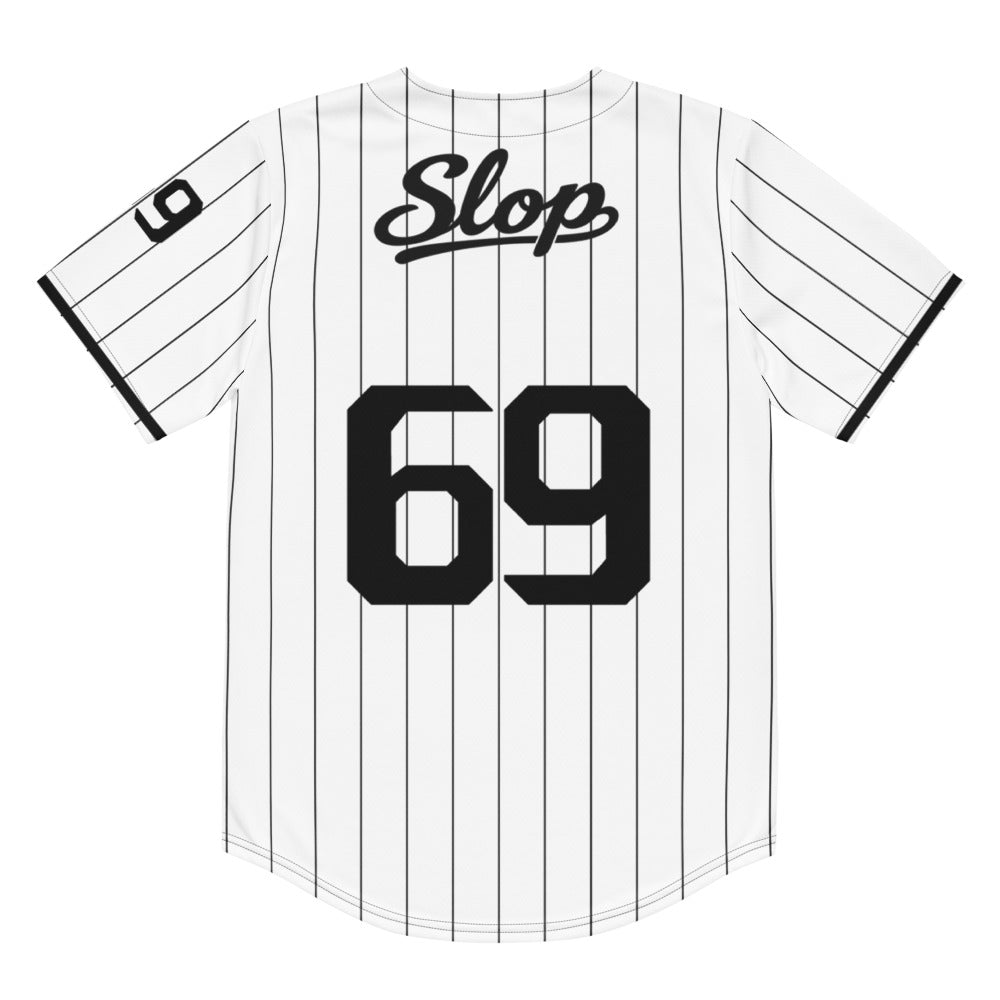 Back view with balanced Slop script and number 69.