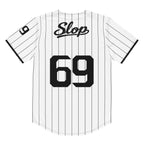 Back view with balanced Slop script and number 69.