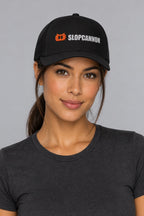 SLOPCANNON Wordmark Mesh Trucker Hat, worn by a model