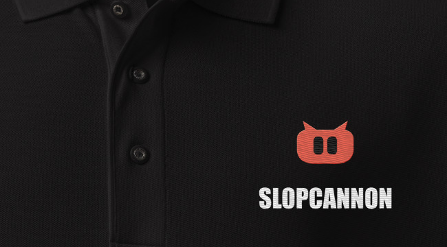 SLOPCANNON Snout Polo in Black, close-up
