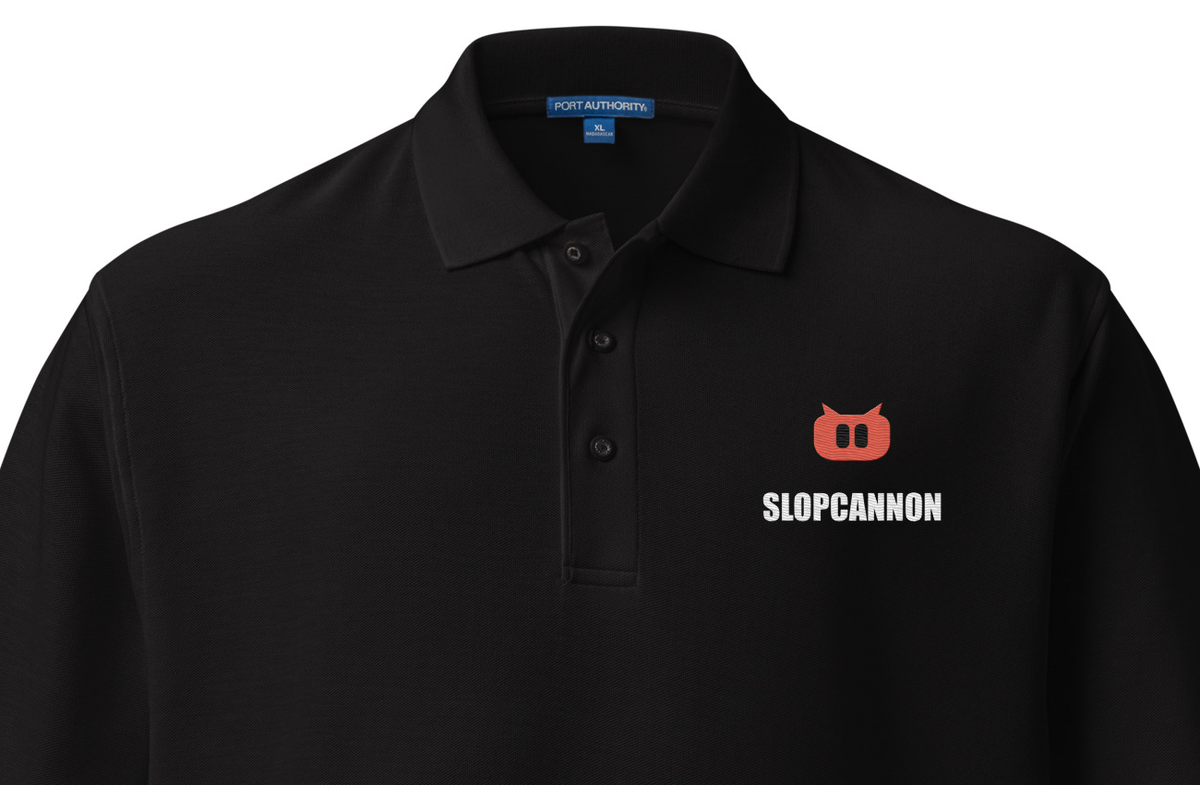 SLOPCANNON Snout Polo in Black, front view