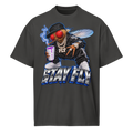 Stay Fly heavyweight box tee in Vintage Black — front view