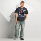 Stay Fly Heavyweight Box Tee — Vintage Black — CW-M01 standing full-body; digital roster model mockup, not a manufactured sample.
