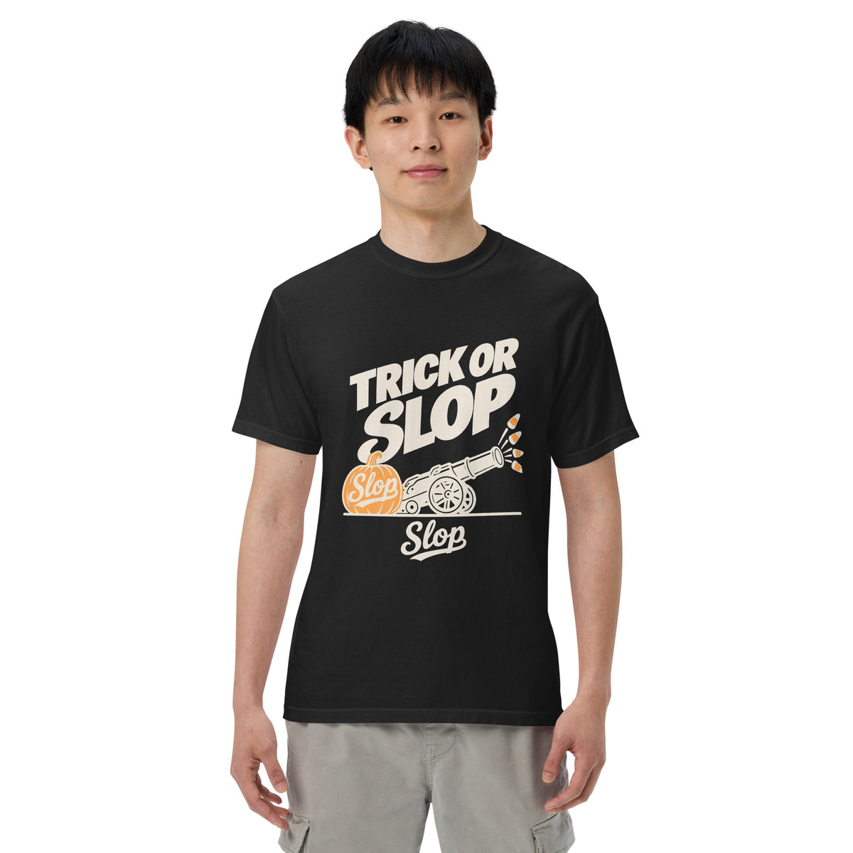 Trick or Slop Tee in Black, worn by a model