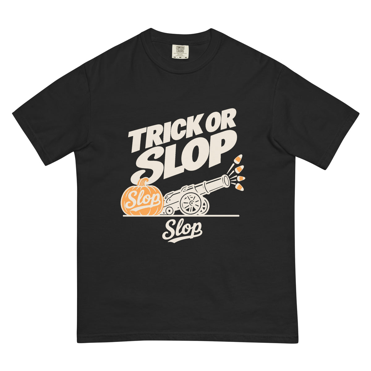 Trick or Slop Tee in Black, front view