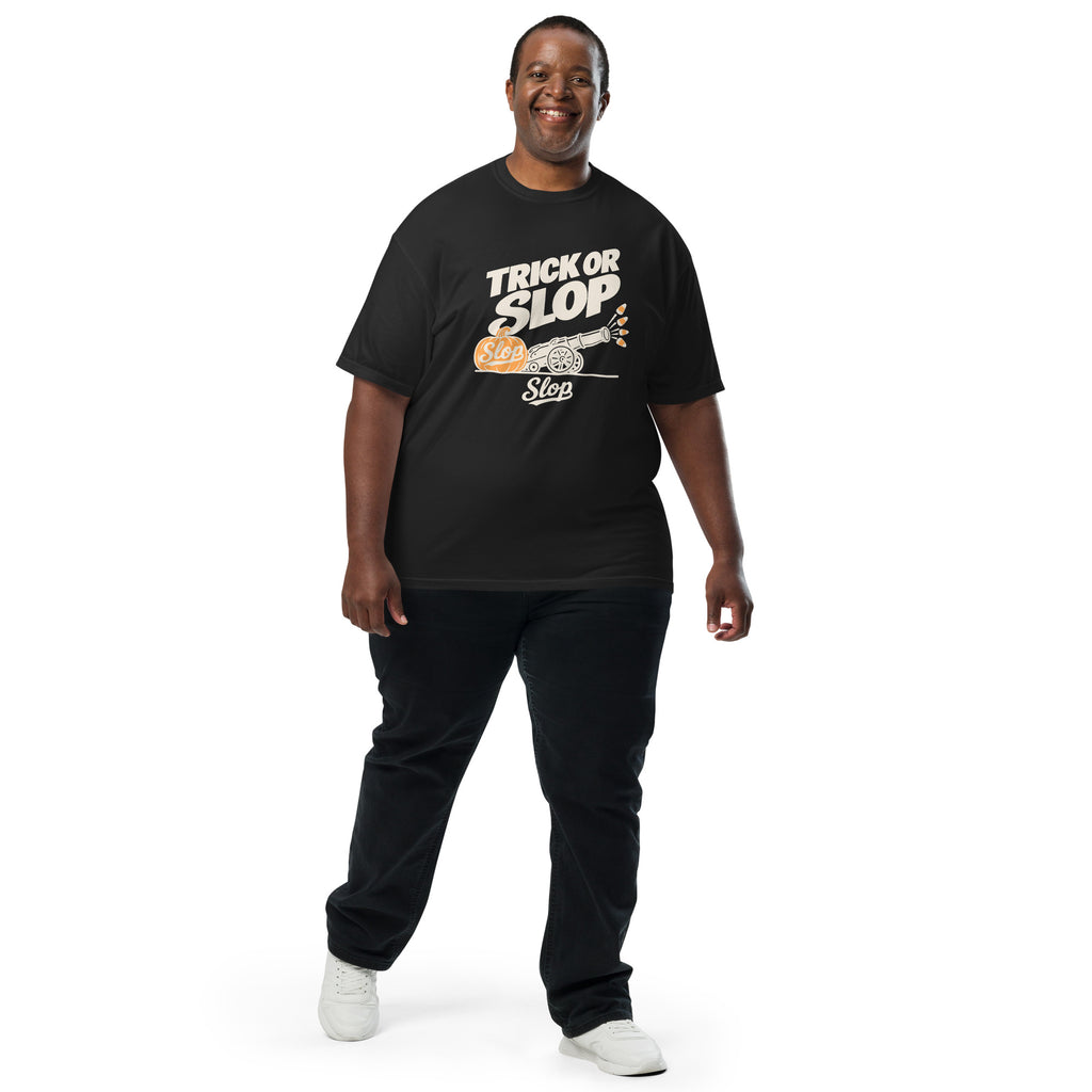 Trick or Slop Tee in Black, worn by a model