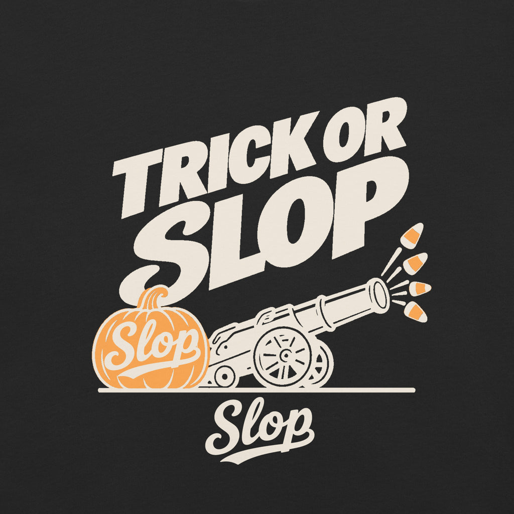 Trick or Slop Tee in Black, worn by a model