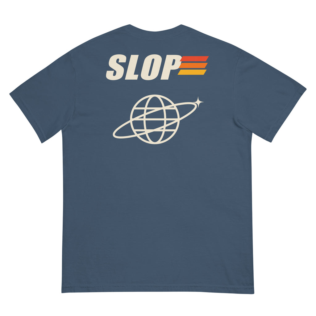 Robotics Club Tee in Midnight, back: SLOP orbit-globe graphic