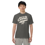 Man wearing the Get in the Cannon Tee in Pepper