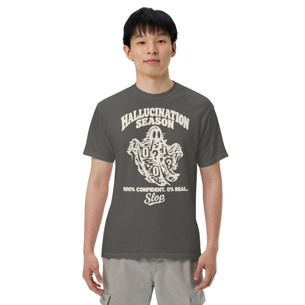 Hallucination Season Tee in Pepper, worn by a model