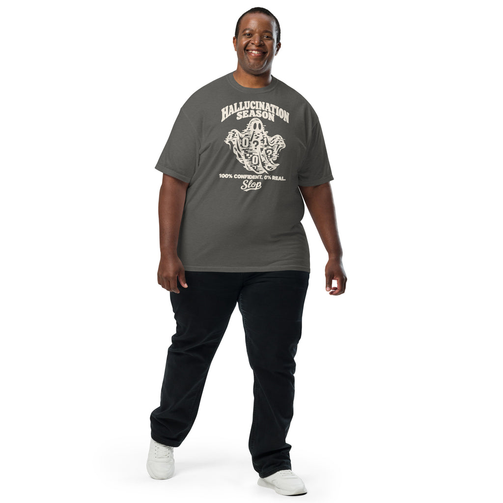 Hallucination Season Tee in Pepper, worn by a model