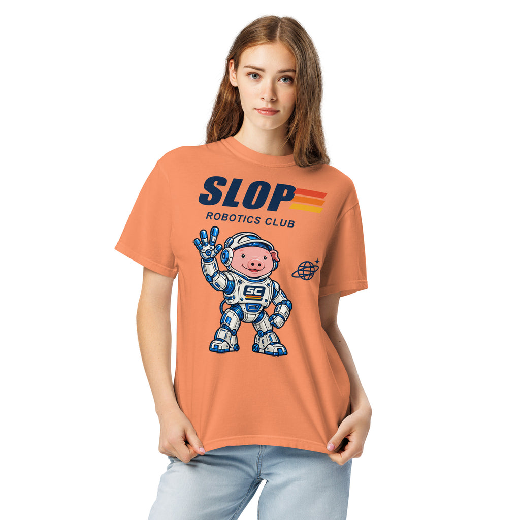 Woman wearing the Robotics Club Tee in Terracotta