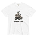 Low Battery — Pig & Wiglet Heavyweight Tee in White, front view