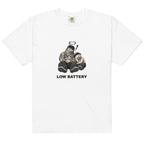 Low Battery — Pig & Wiglet Heavyweight Tee in White, front view