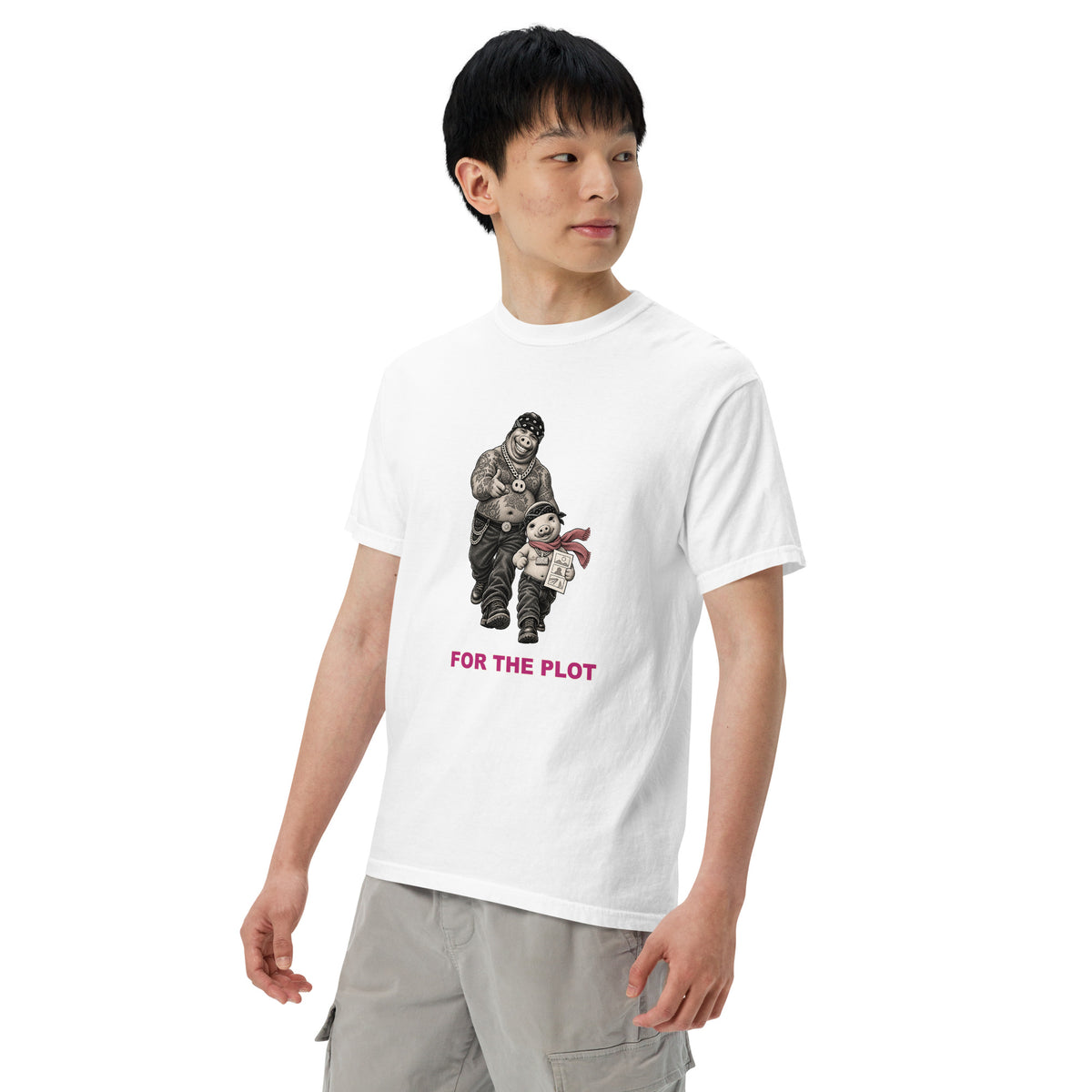 For the Plot — Pig & Wiglet Heavyweight Tee in White, left side