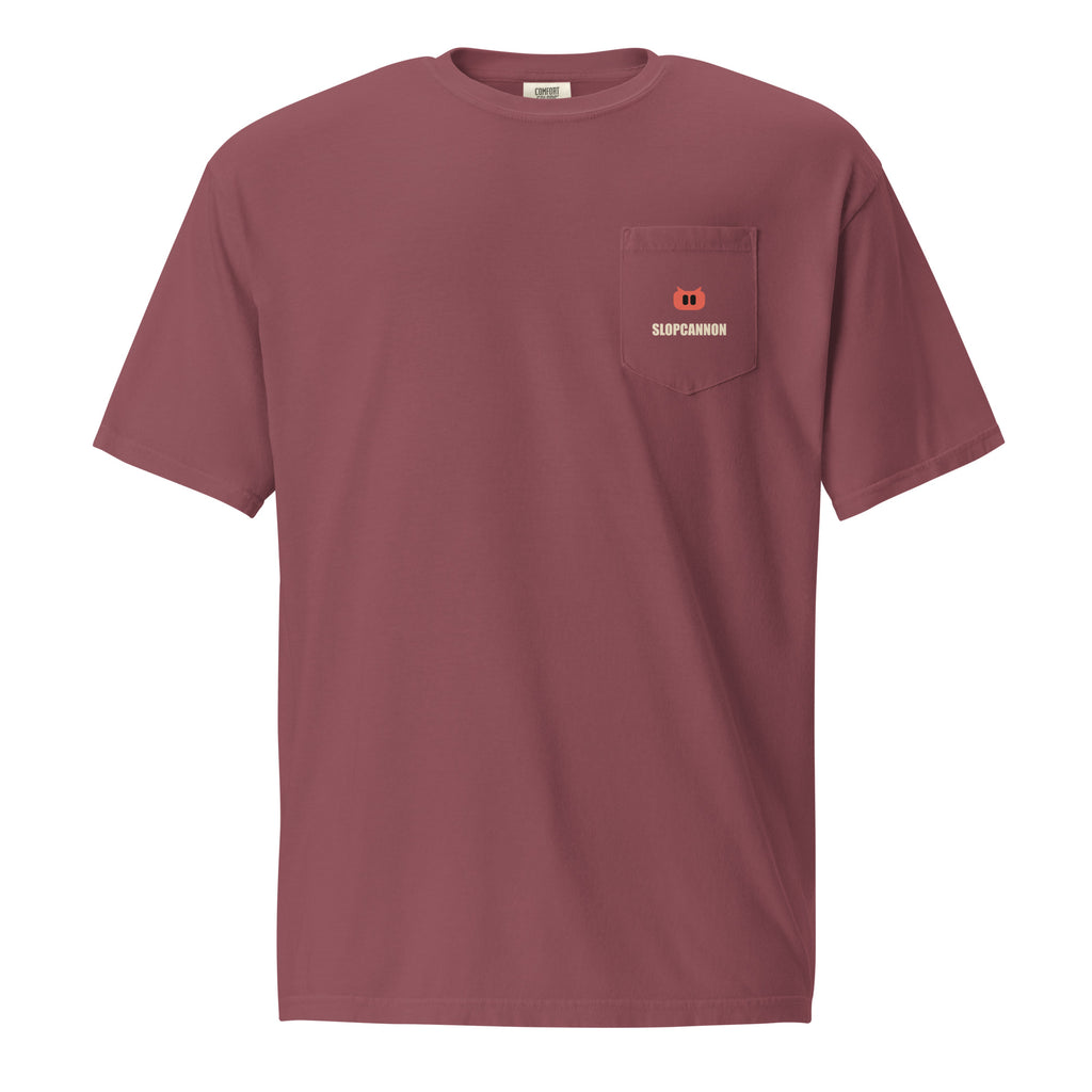 SLOPCANNON Pocket Tee in Brick, front view