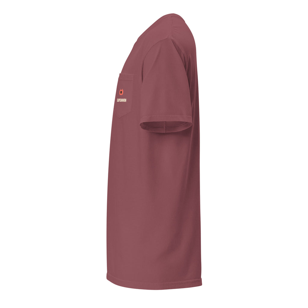SLOPCANNON Pocket Tee in Brick, left side