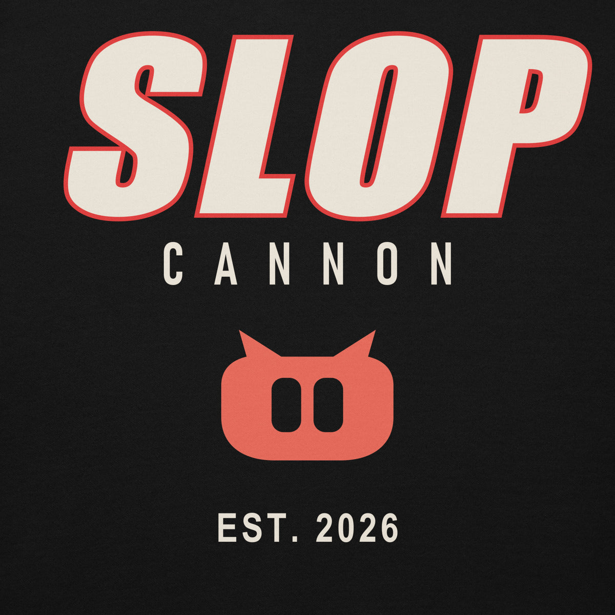 Slopcannon Snout Hoodie — Black — print close-up