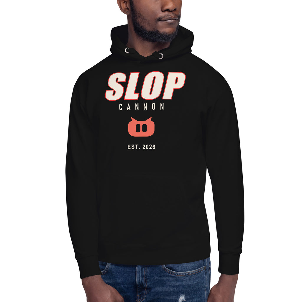 Slopcannon Snout Hoodie — Black — model standing