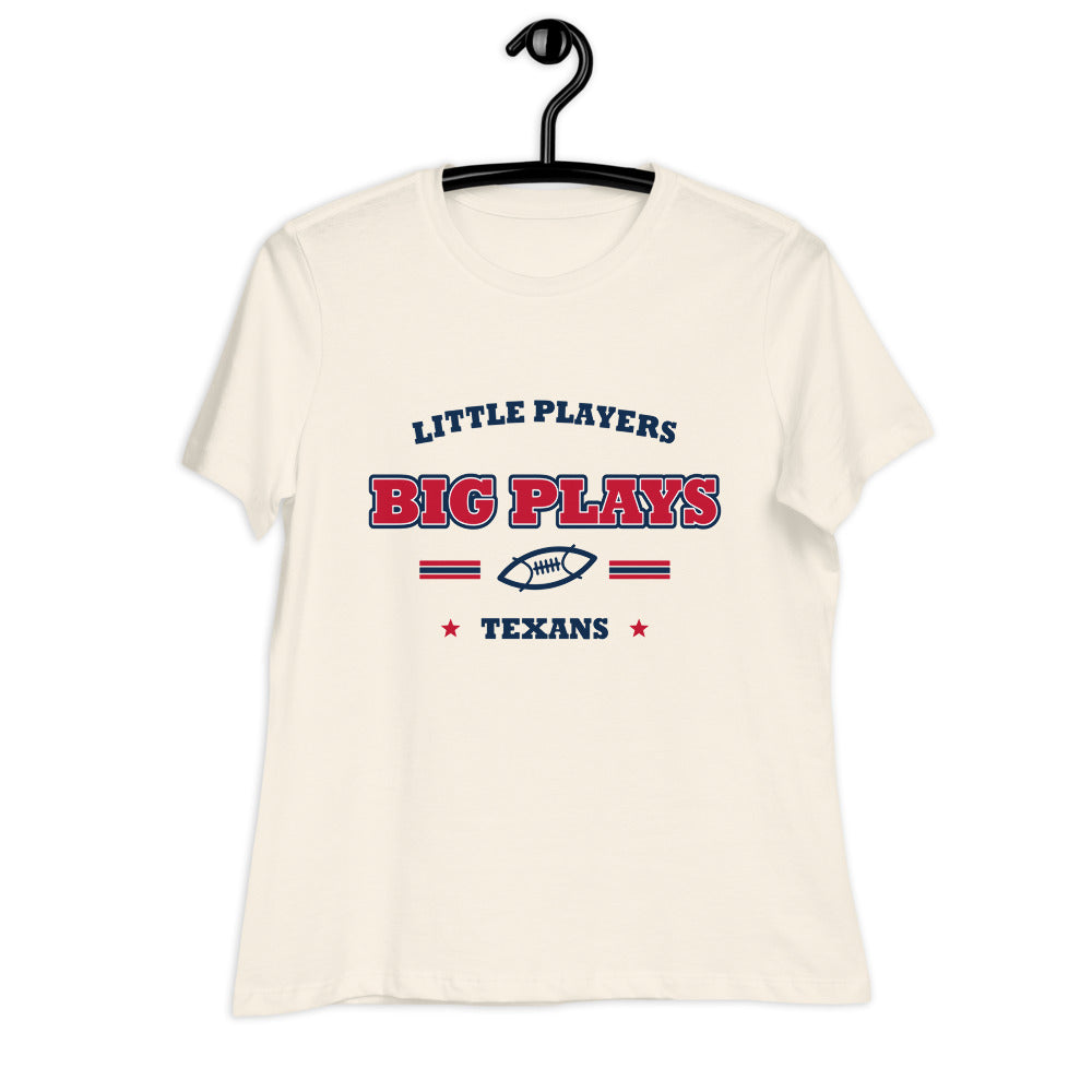 Texans Little Players Big Plays Tee — Natural — Printful supplier garment-only hanger view; exact configured product and artwork; digital mockup.