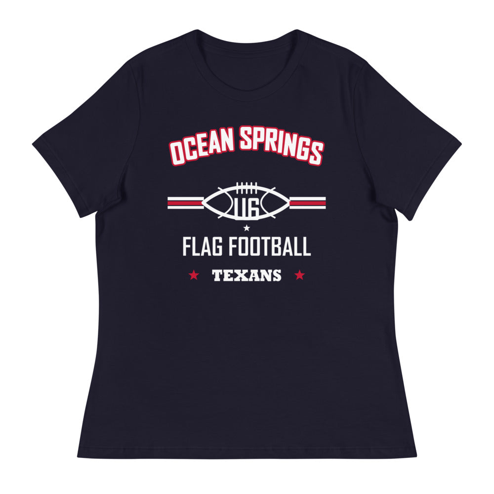 Ocean Springs Texans U6 Tee — Navy — Printful supplier garment-only flat view; exact configured product and artwork; digital mockup.