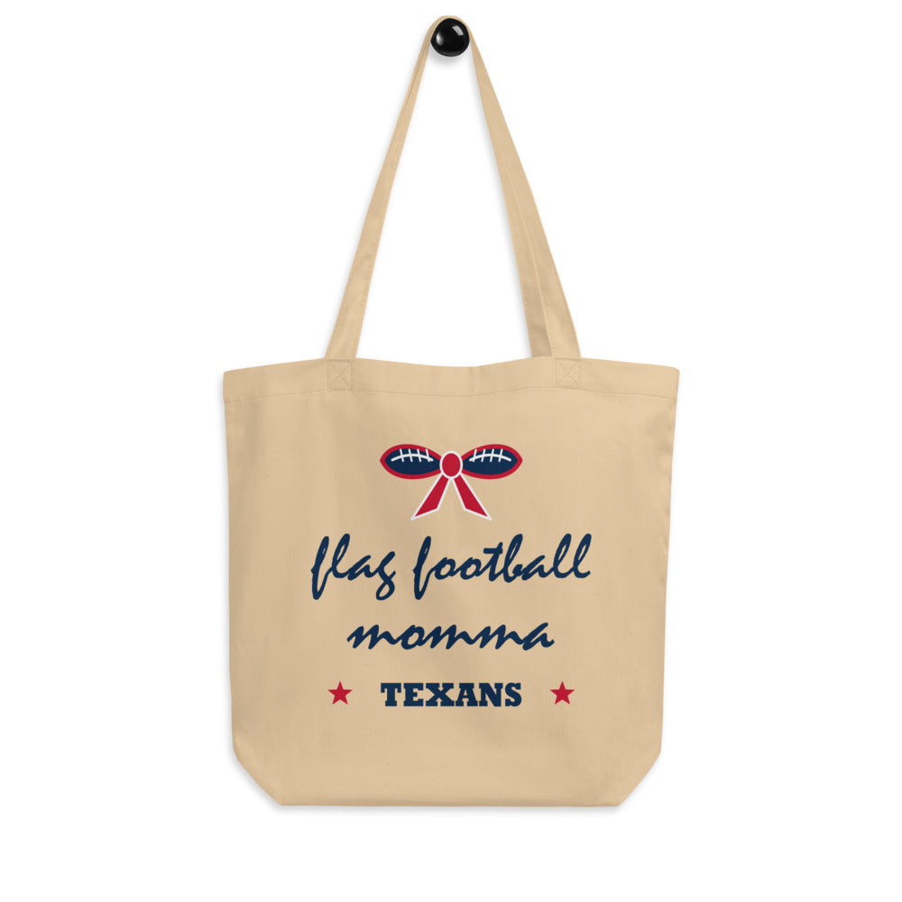 Texans Flag Football Momma Tote — Oyster — Printful supplier hanger view; exact configured product and artwork; digital mockup.