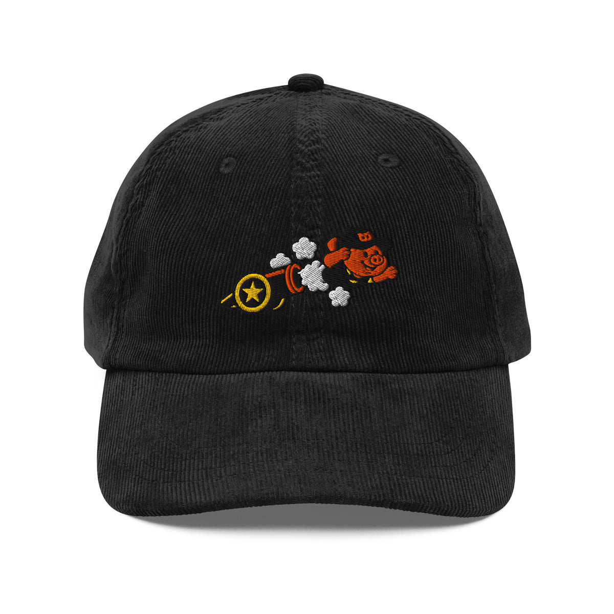 Cannon Corduroy Cap in Black, front view