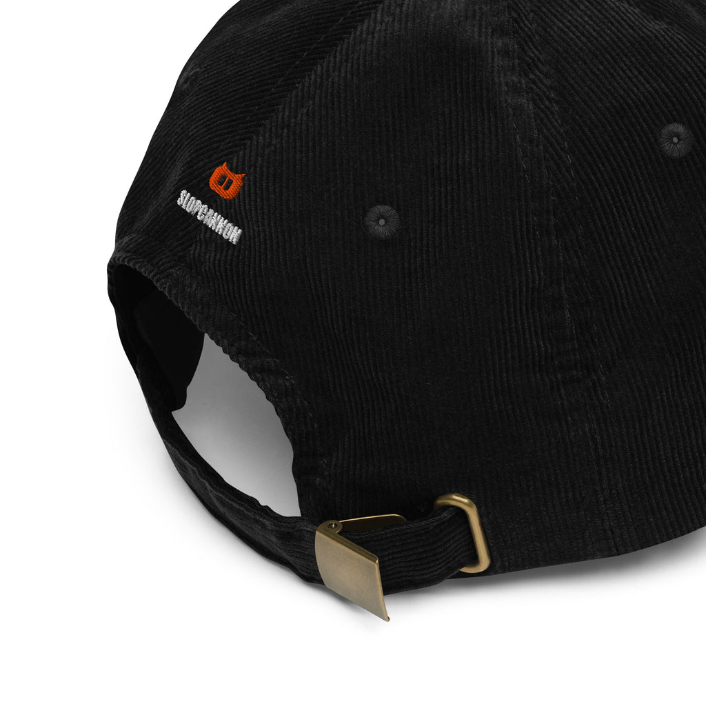Cannon Corduroy Cap in Black, close-up