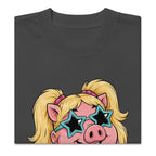 Wigette Star Shades Tee in Faded Black - folded front garment view