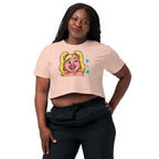 Digital mockup of Wigette Wink Cropped Tee - Pale Pink on an adult model.