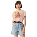 Wigette Wink Cropped Tee in Pale Pink - third women model front