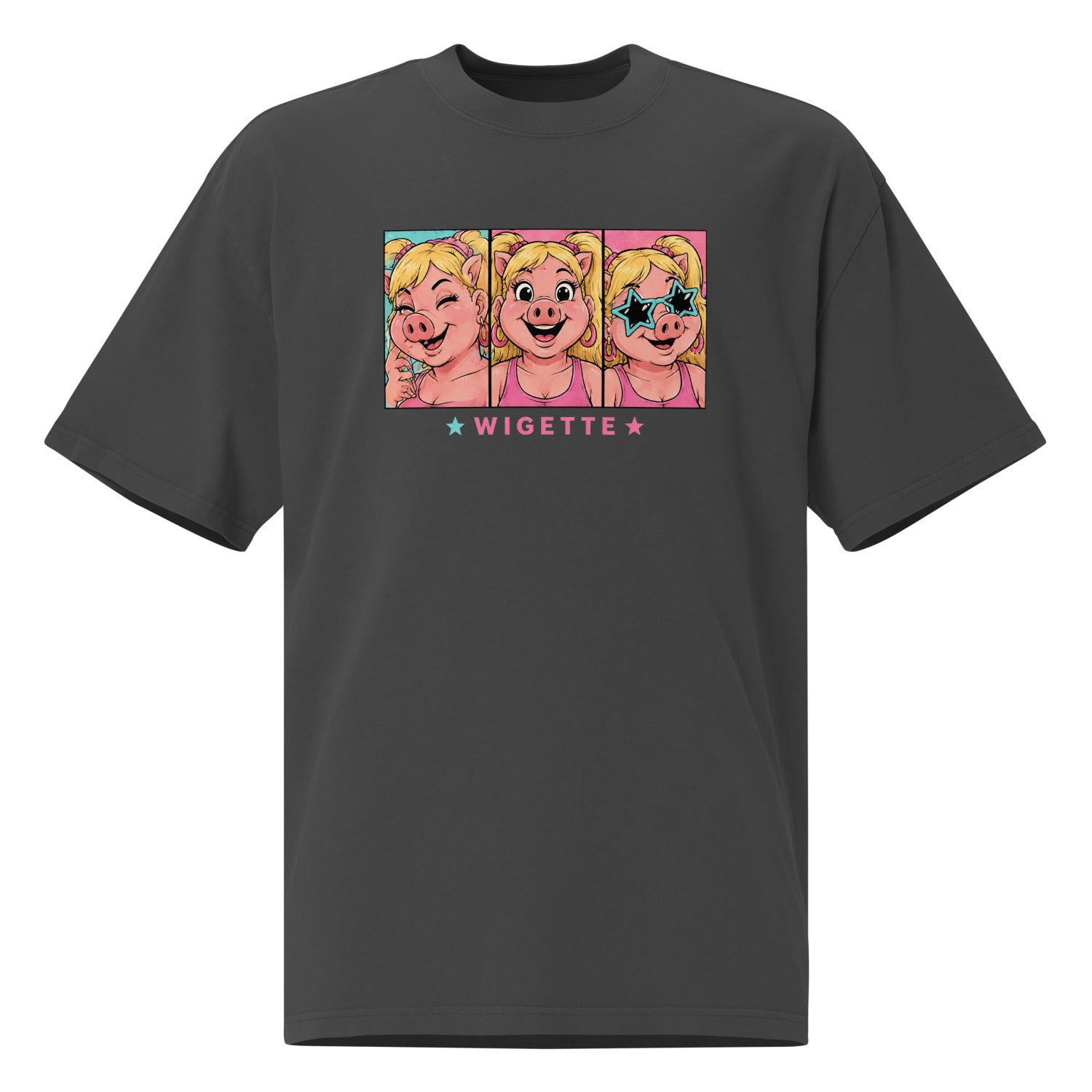 Wigette Triple Take Tee in Faded Black - front garment view
