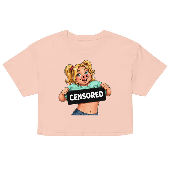 Wigette Censored Cropped Tee — Pale Pink — garment-only front view; exact Printful digital mockup, tee only.