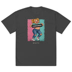 Wigette Censored Colorblock Oversized Tee — Faded Black — garment-only front view; exact Printful digital mockup, tee only.