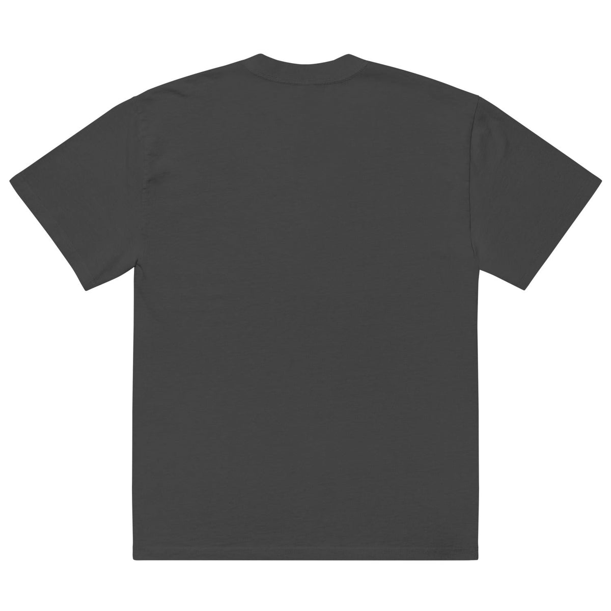 Wigette Censored Colorblock Oversized Tee — Faded Black — garment-only back view; exact Printful digital mockup, tee only.
