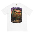Corner Store Cannon Tee — Dusk in White — Printful digital front mockup showing final approved large front artwork.